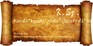 Kerékgyártó Szofrónia névjegykártya